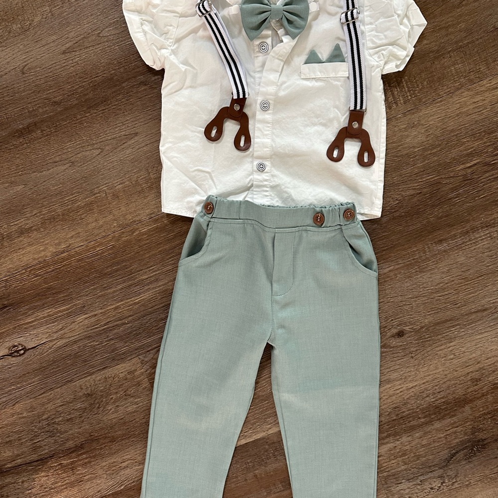Stylish Kids Outfit with Bow Tie and Suspenders